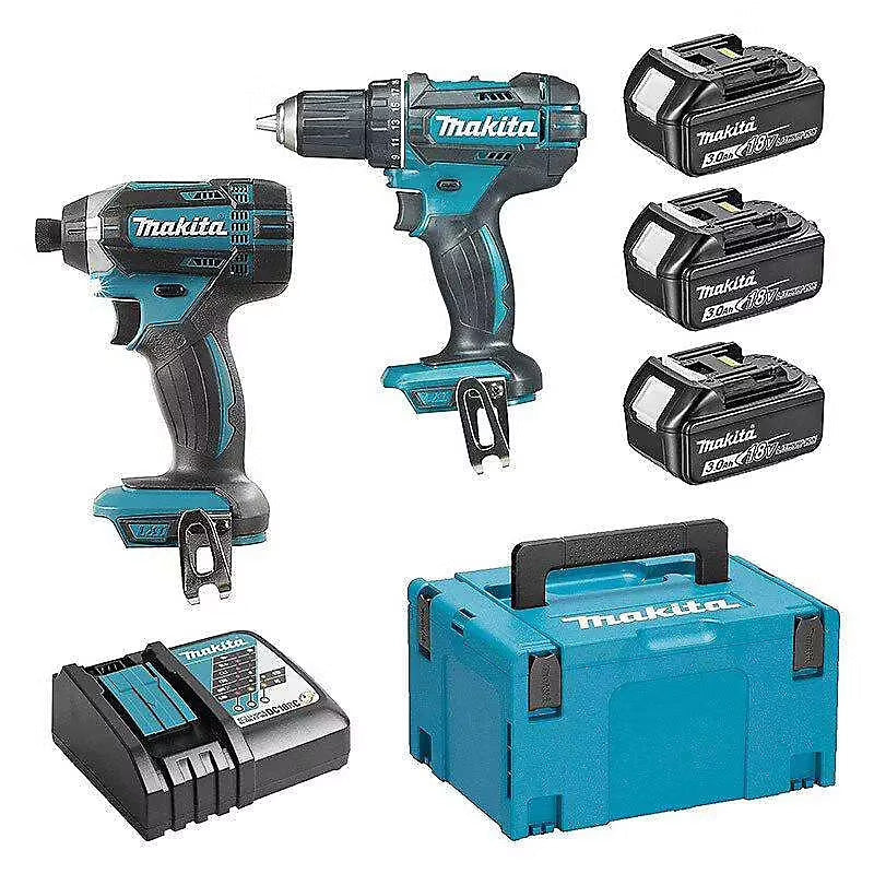 Powerful Combo Kit Makita DLX2127J1: Drill + Driver + 3 Batteries + Charger + Accessories