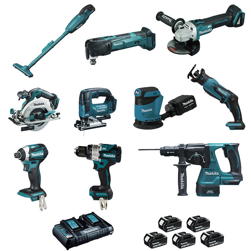 Makita Professional 10-Tool 18V Kit with XL Batteries - Power and Precision in One Package!